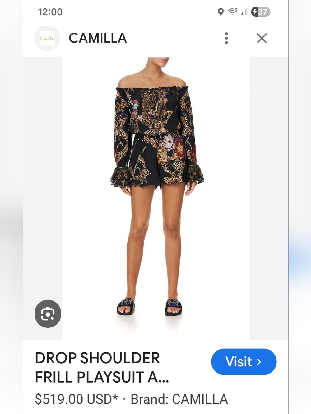Camilla Drop Shoulder Frill Playsuit A Night In The 90's New XL But Runs Smaller - Picture 4 of 14